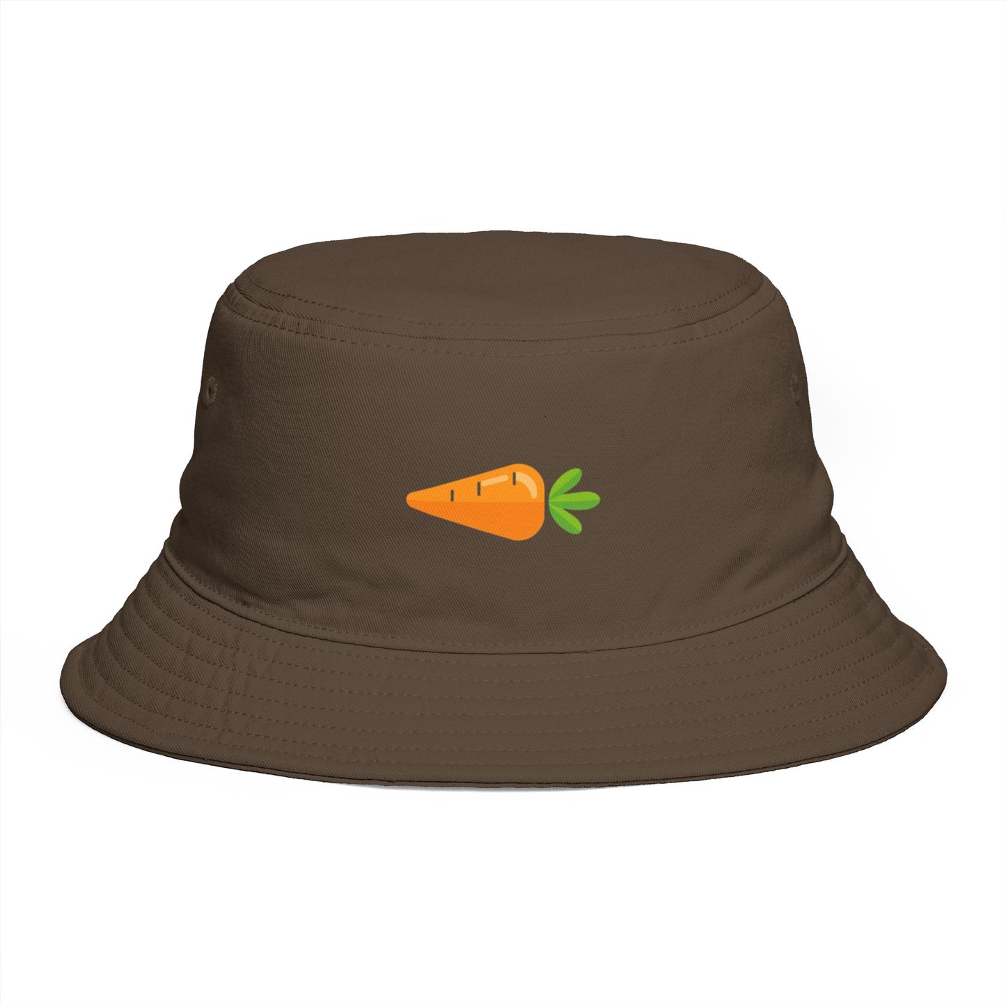 Carrot Emoji Bucket Hat — Cute Vegetable Graphic Summer Hat Hats Printify One size Walnut