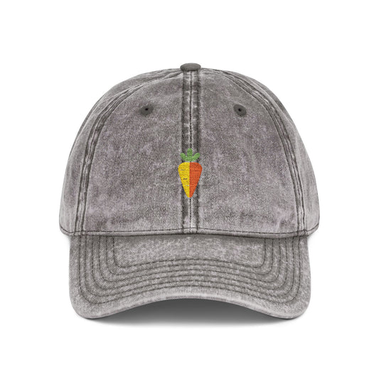 Vintage Embroidered Carrot Dad Hat – Washed Grey Cotton Cap Hats Printify One size Charcoal Grey