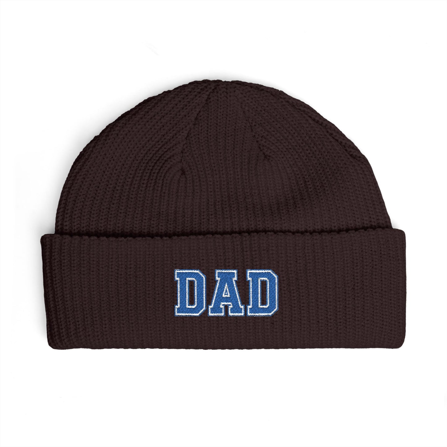 Dad Cuff Beanie — Embroidered Varsity Logo Knit Hat for Fathers, Gift for Dad Hats Printify One size Plum