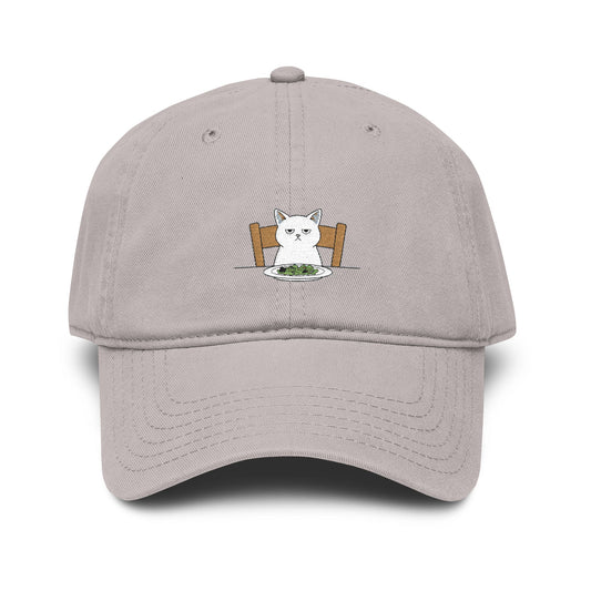 Washed Baseball Cap with Cute White Cat Embroidery