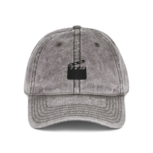 Vintage Embroidered Clapperboard Cap — Retro Film Crew Baseball Hat Hats Printify One size Charcoal Grey