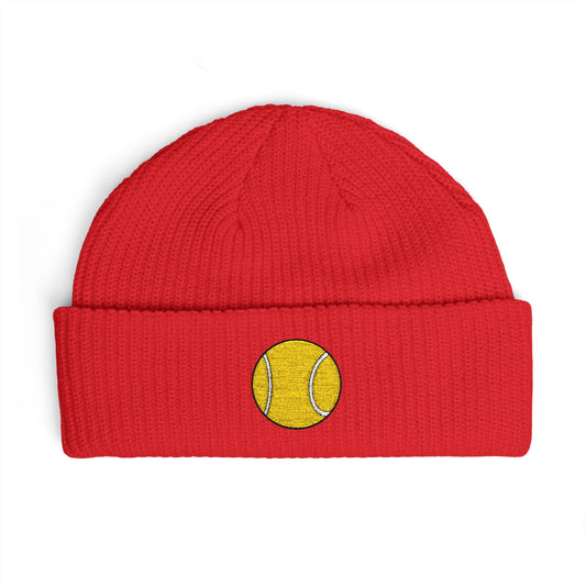 Sequin Tennis Ball Cuff Beanie - Sparkle Sports Knit Hat for Players & Fans Hats Printify One size Red