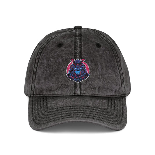 Vintage Embroidered Owl Dad Hat — Washed Gray Cap Hats Printify One size Black