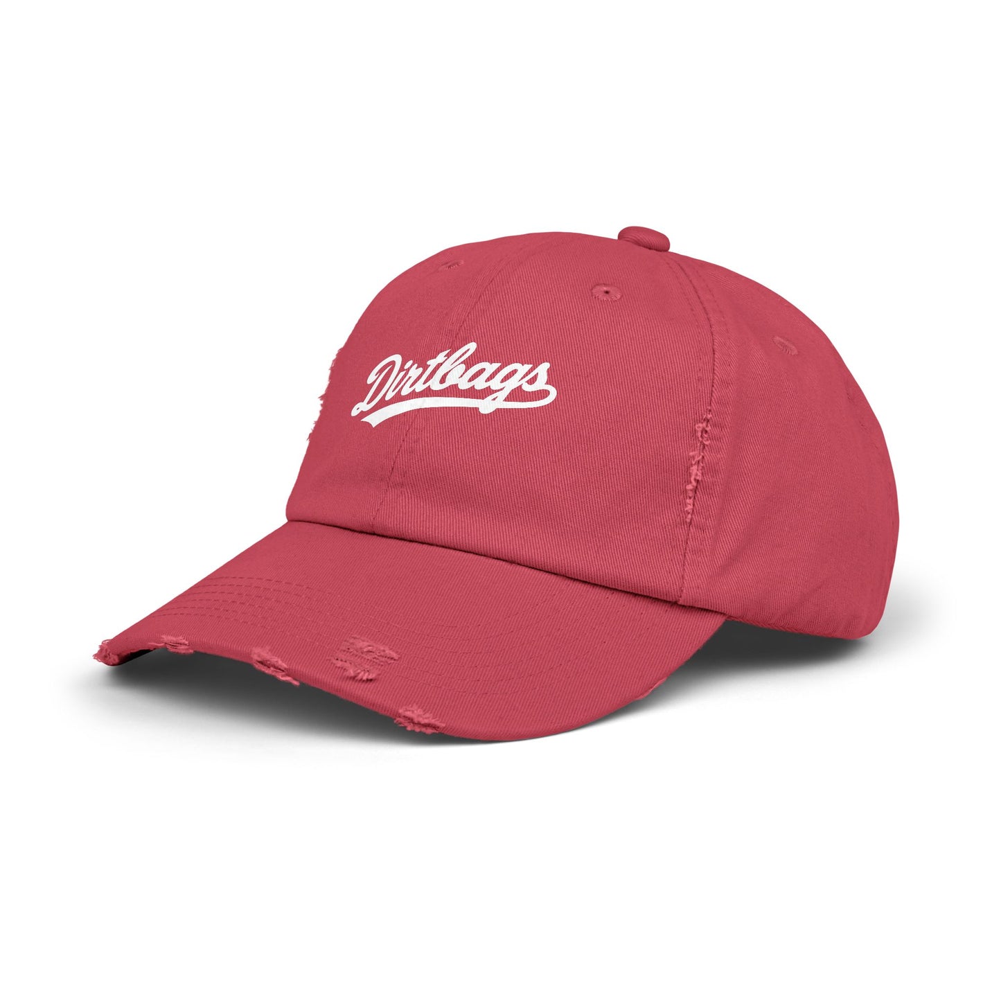 Dirtbags Distressed Baseball Cap — Vintage Script Embroidered Hat Hats Printify