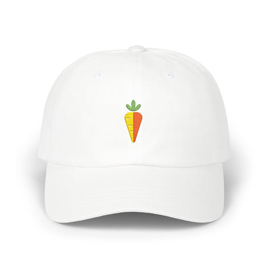 Carrot Embroidered Dad Cap — Minimal Vegetable Baseball Hat Hats Printify White One size