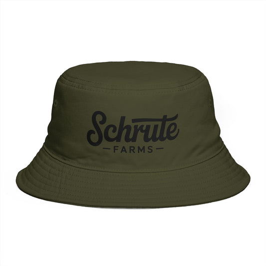 Schrute Farms Bucket Hat — Brown Retro Logo Farmwear Hats Printify One size Army