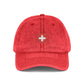 Red Vintage Embroidered Cross Cap - Washed Baseball Hat Hats Printify One size Red