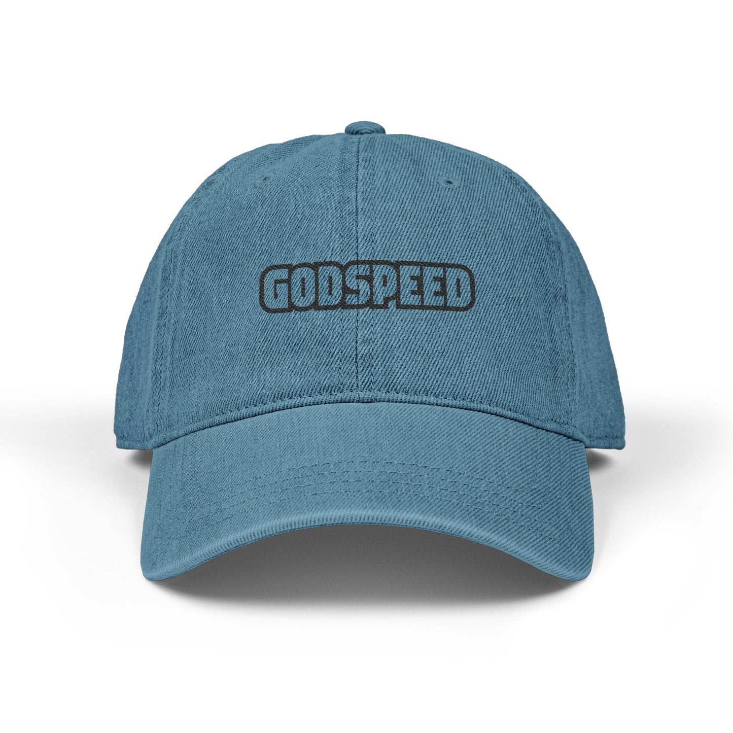 Godspeed Embroidered Denim Hat — Light Blue Casual Baseball Cap Hats Printify One size Blue