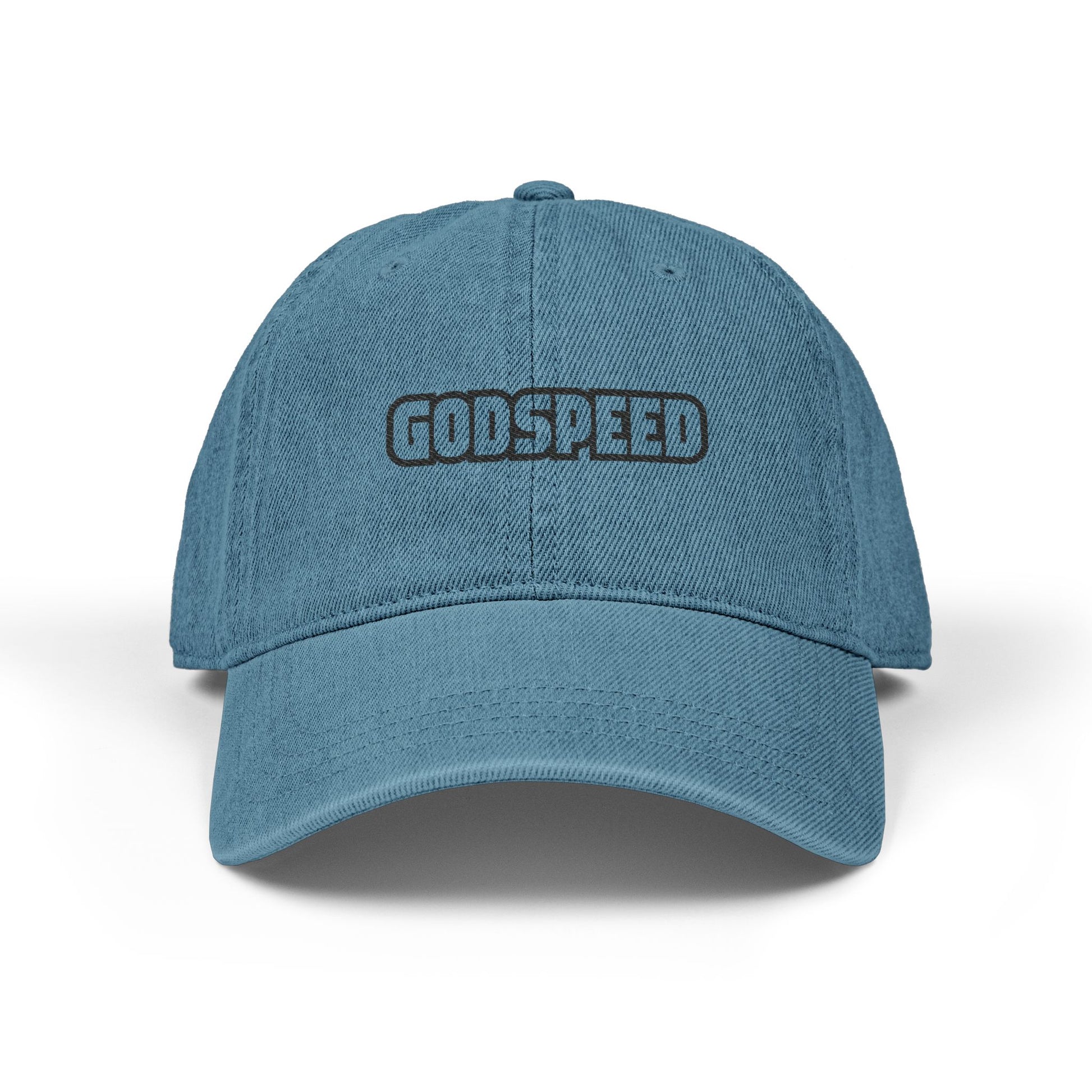 Godspeed Embroidered Denim Hat — Light Blue Casual Baseball Cap Hats Printify One size Blue