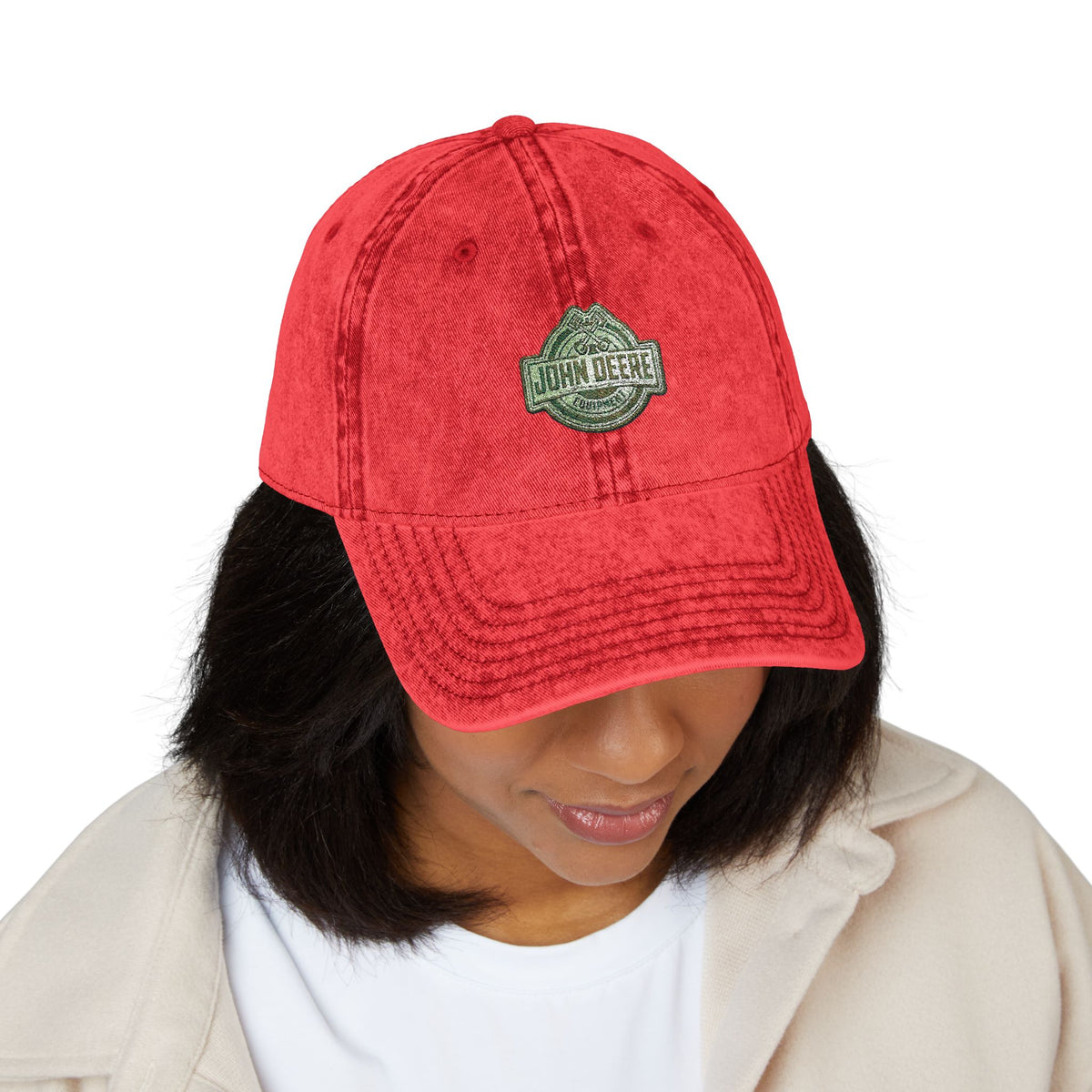 Vintage Embroidered Cap - Retro Green Crest Logo Dad Hat Hats Printify