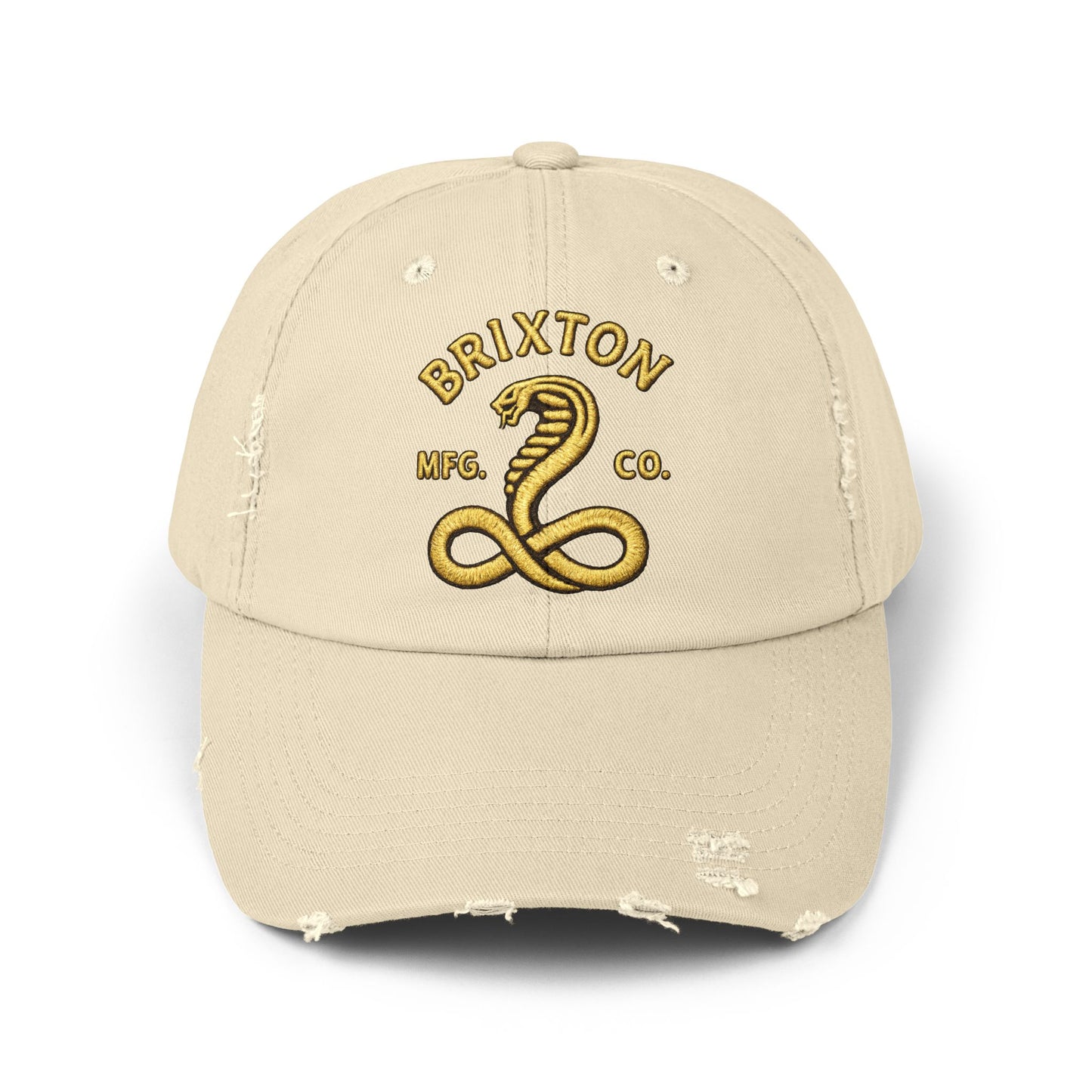 Distressed Brixton Cobra Cap — Vintage Embroidered Snake Hat Hats Printify Stone One size