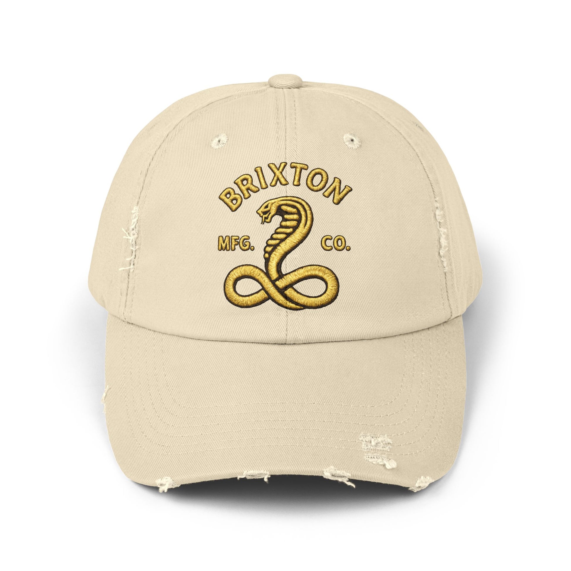 Distressed Brixton Cobra Cap — Vintage Embroidered Snake Hat Hats Printify Stone One size