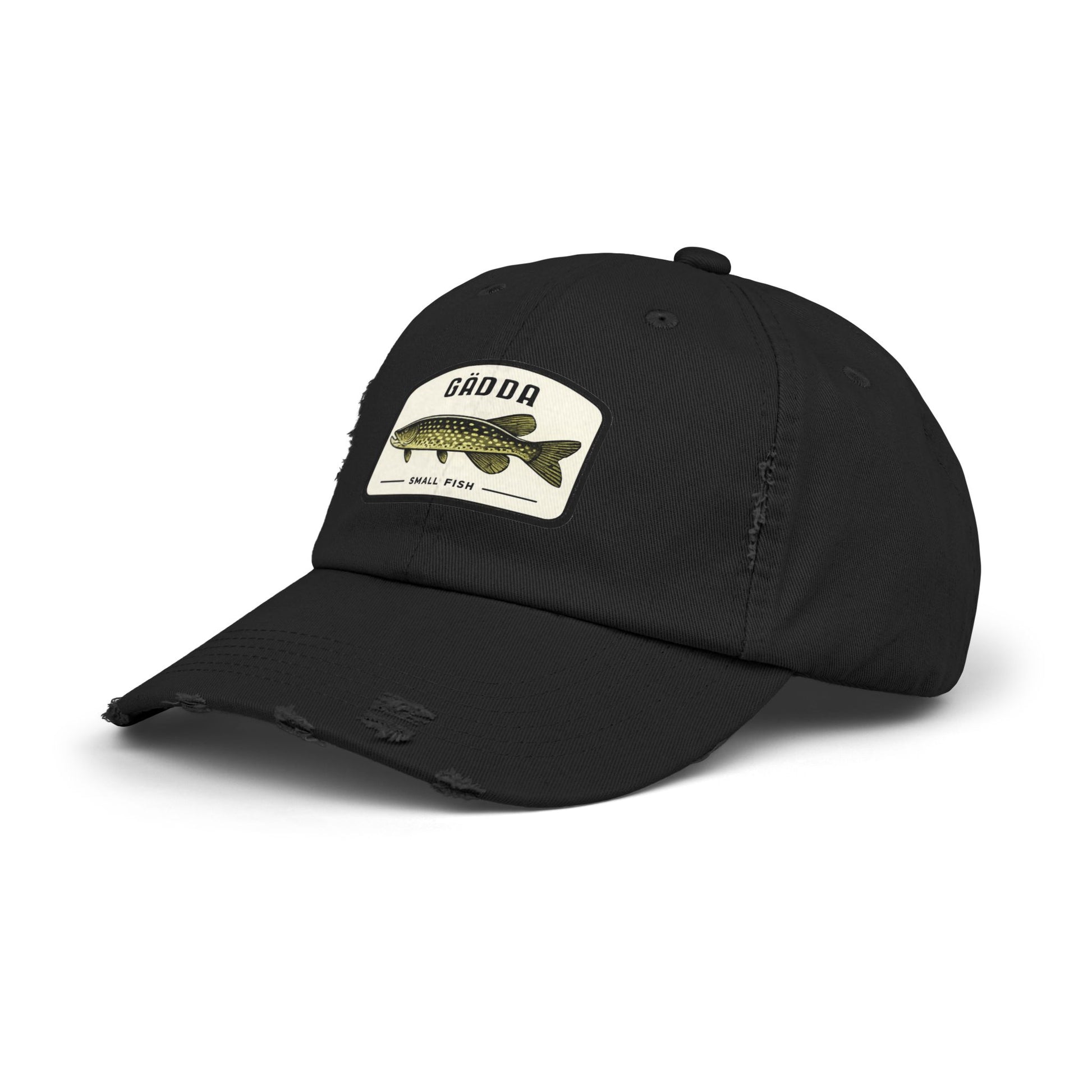 Fishing Hat – 'Gädda' Pike Patch Distressed Cap Hats Printify