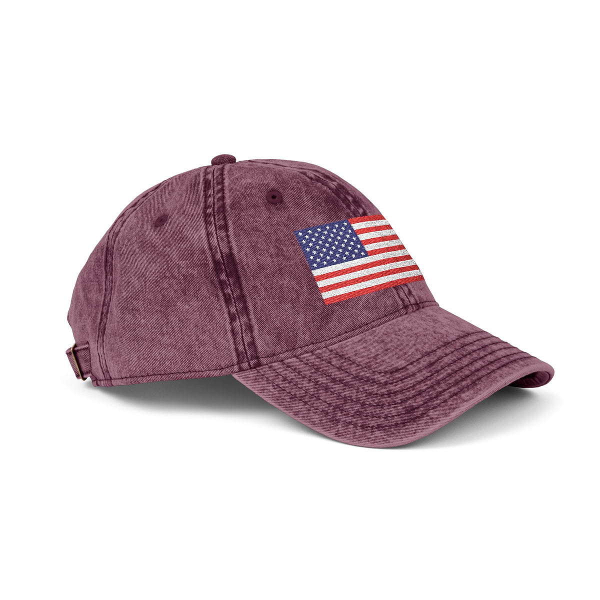 Vintage Washed Dad Hat with Embroidered American Flag — Patriotic Cap for 4th of July & Everyday Wear Hats Printify