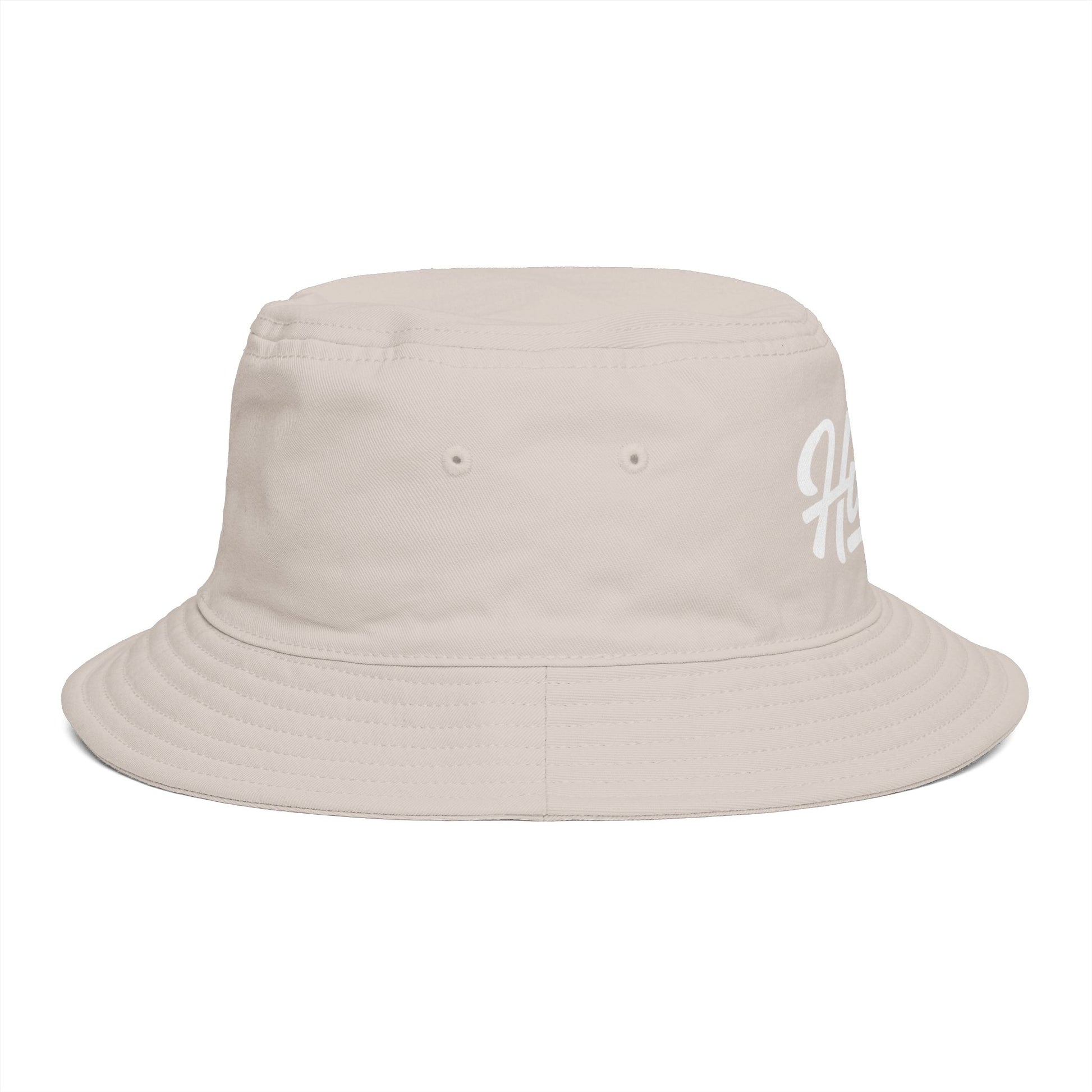 Hustle Embroidered Bucket Hat — Retro Script Streetwear Cap Hats Printify