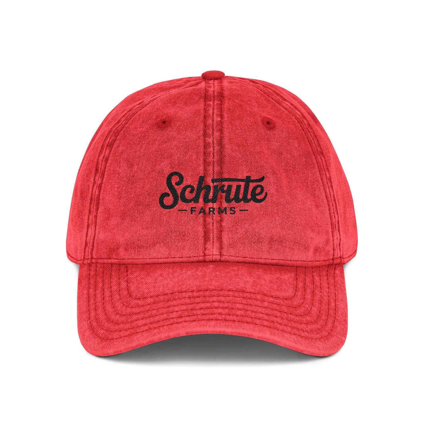 Vintage Embroidered Cap — "Schrute Farms" Retro Dad Hat Hats Printify One size Red
