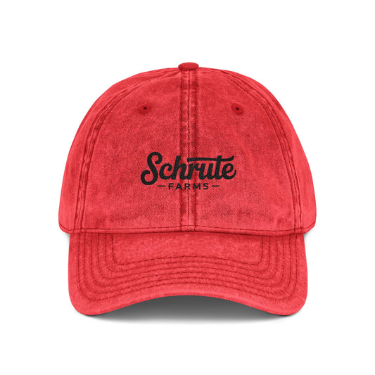 Vintage Embroidered Cap — "Schrute Farms" Retro Dad Hat Hats Printify One size Red