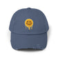 Distressed Melting Smiley Cap — Grunge Drip Dad Hat Hats Printify Scotland Blue One size