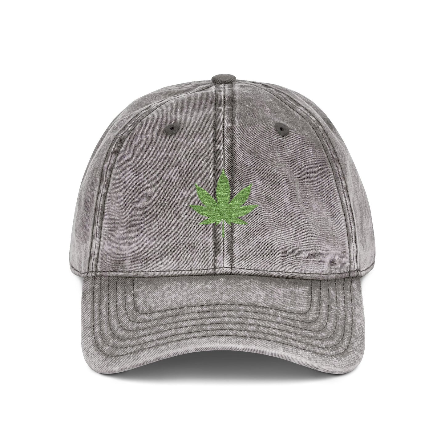 Vintage Embroidered Weed Leaf Cap Hats Printify One size Charcoal Grey
