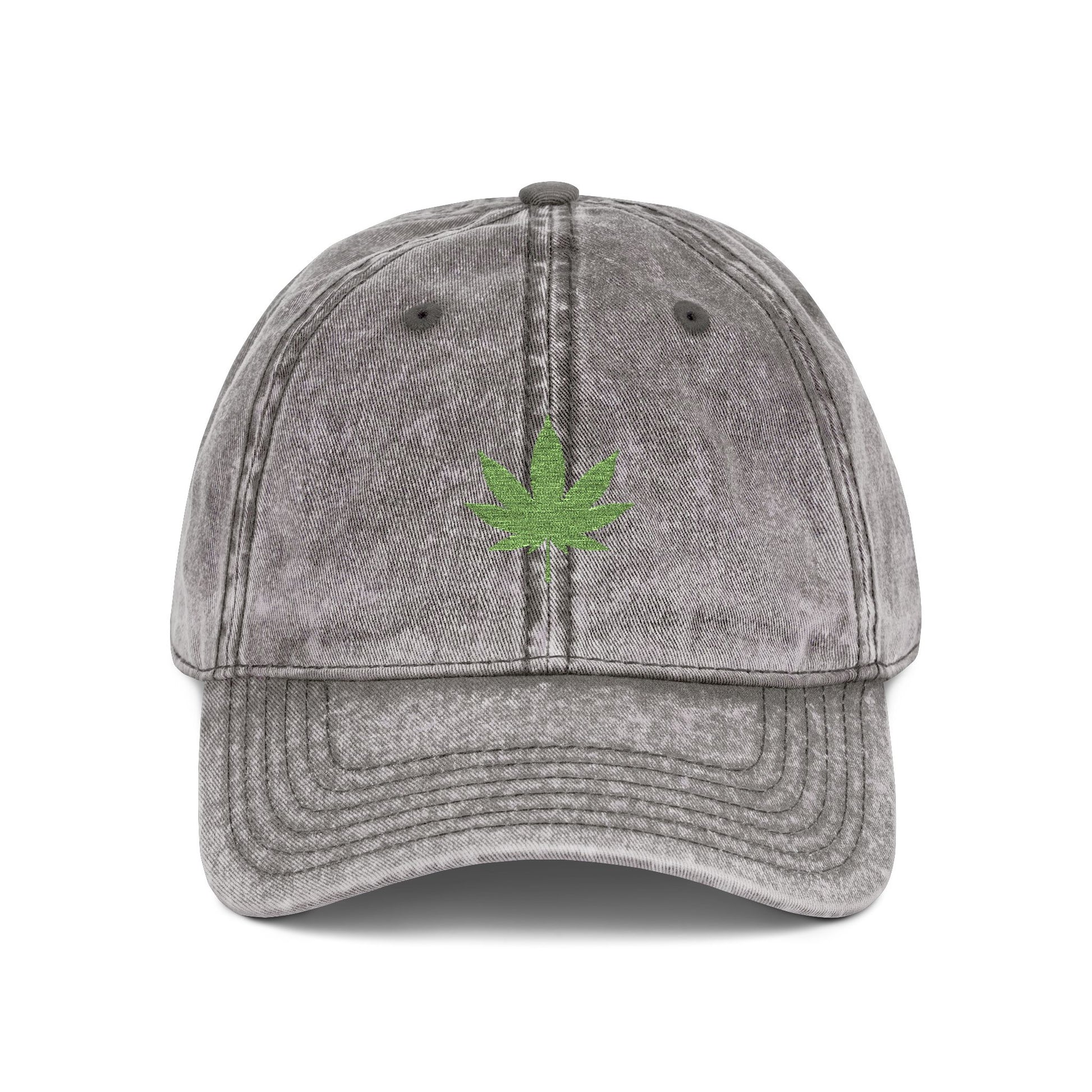 Vintage Embroidered Weed Leaf Cap Hats Printify One size Charcoal Grey