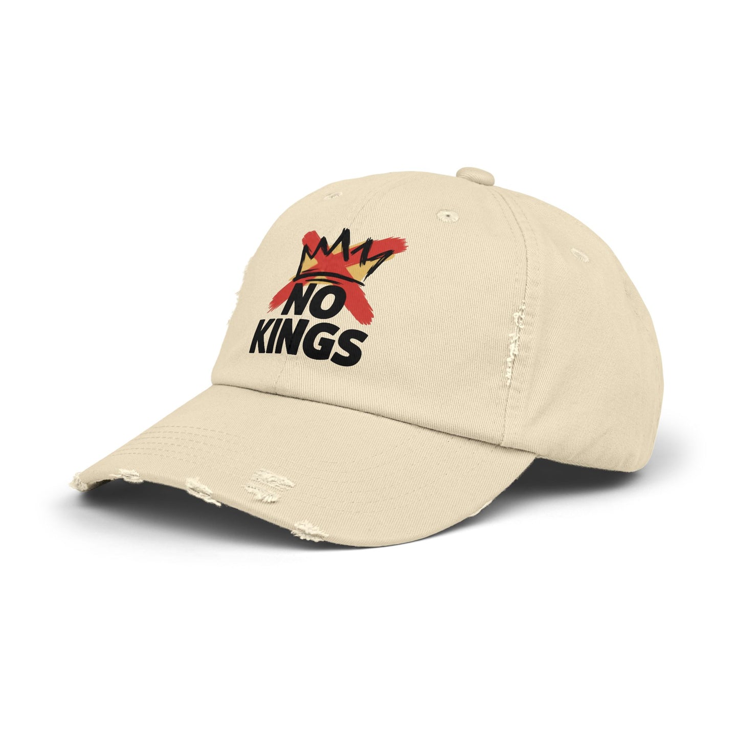 Distressed Black Cap — ‘Kings’ Crown Graphic Dad Hat Hats Printify