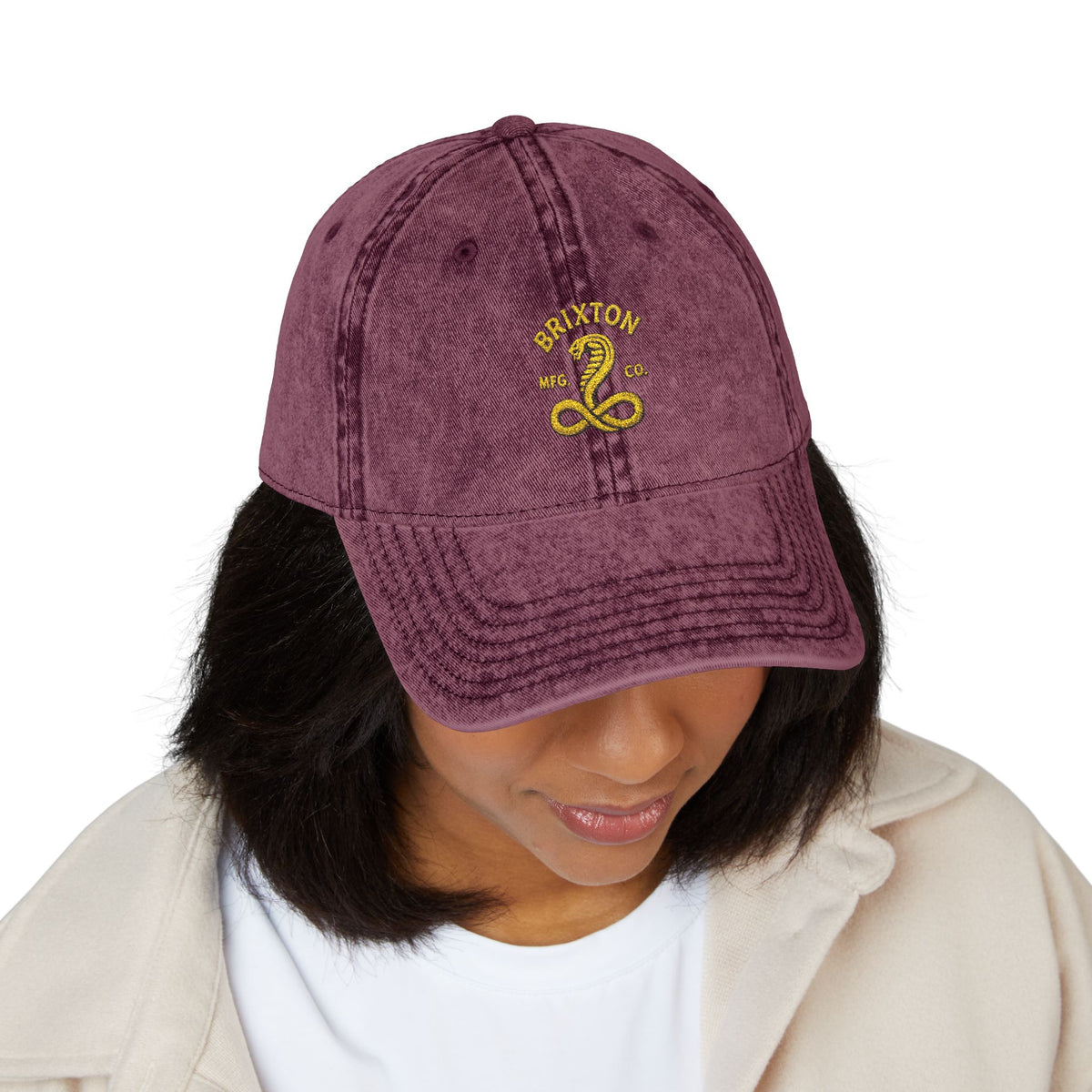 Vintage Embroidered Cap — Retro Snake Logo Dad Hat