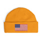 American Flag Cuff Beanie – Embroidered USA Knit Hat Hats Printify One size Gold