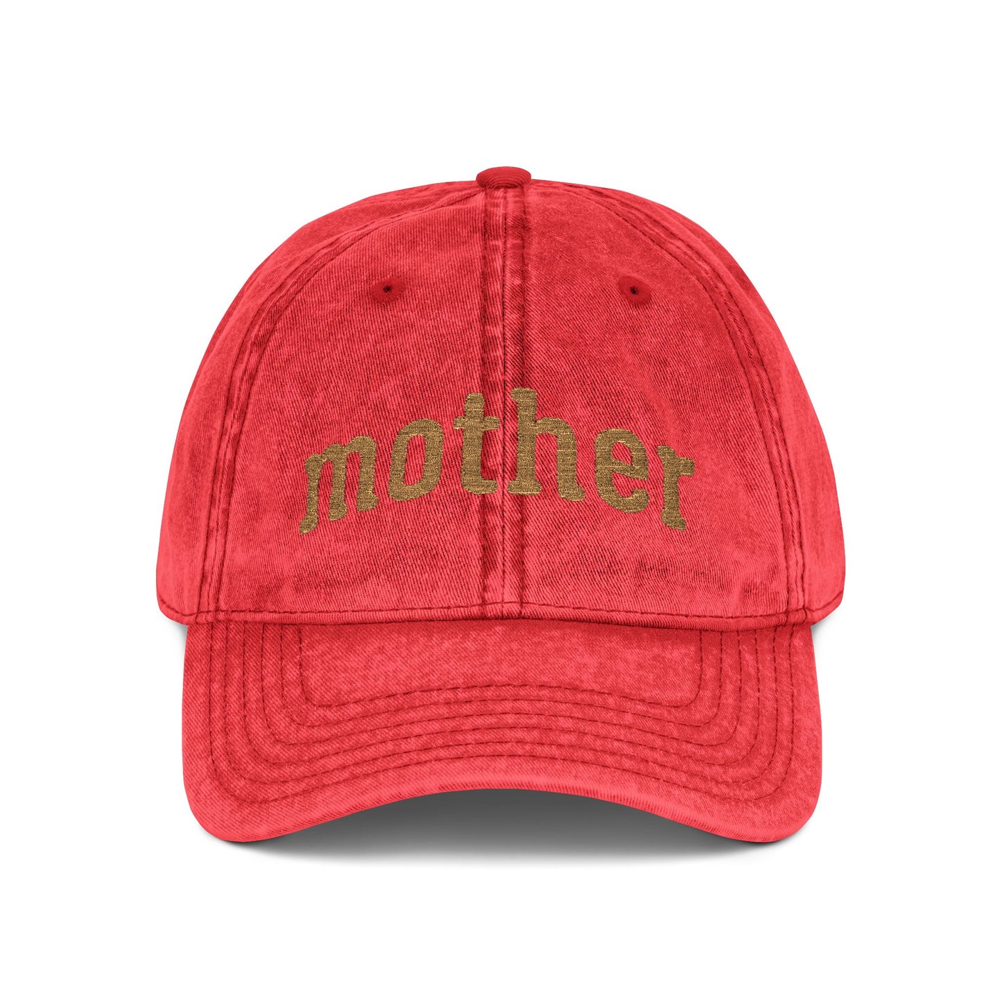 Embroidered 'mother' Vintage Cap – Distressed Red Mom Baseball Hat, Mother's Day Gift