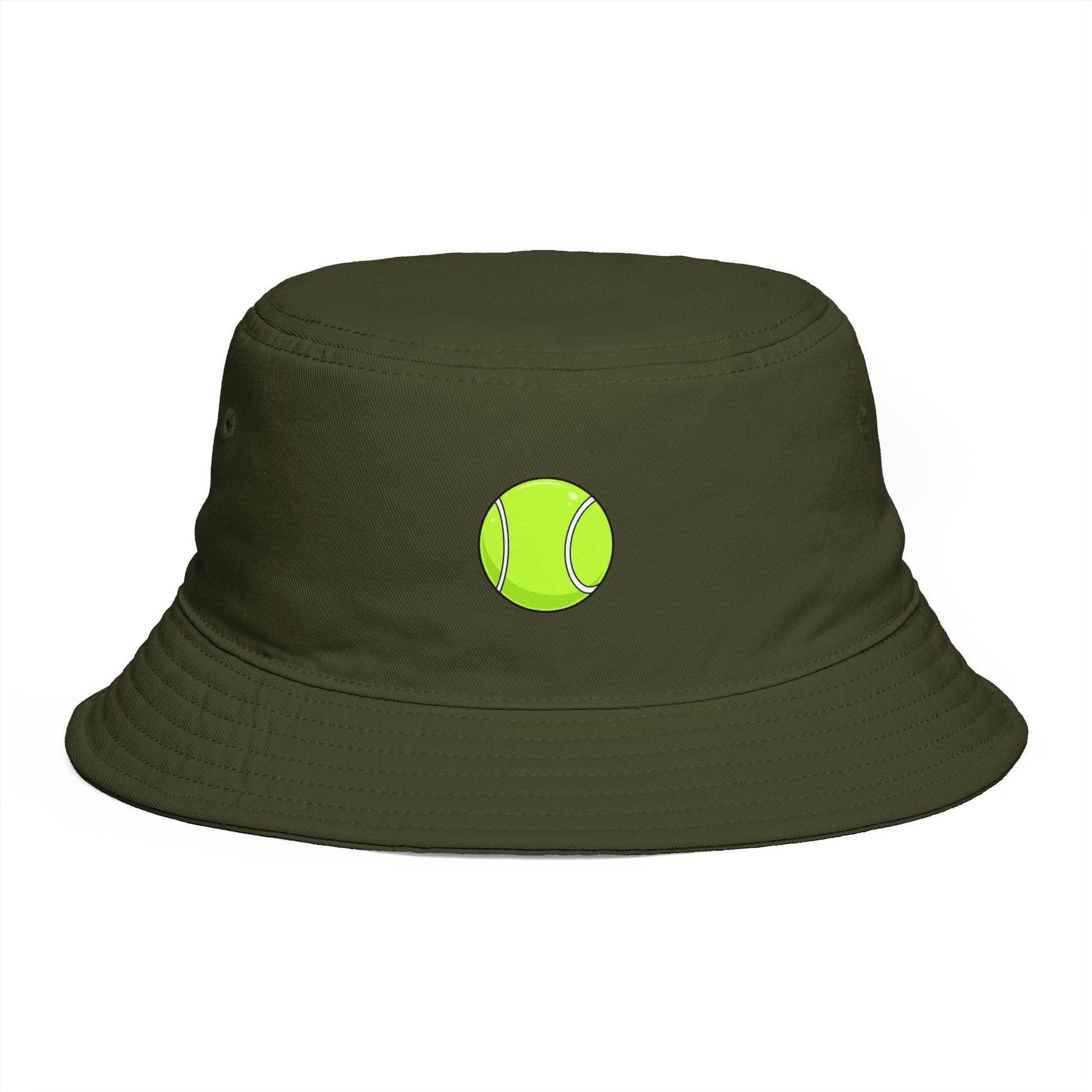 Tennis Ball Brown Bucket Hat — Retro Sport Casual Sun Hat Hats Printify One size Army