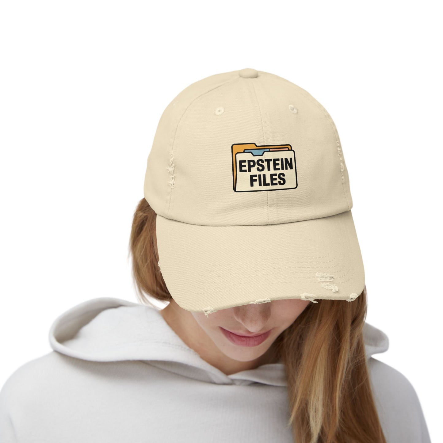 Distressed Cap — "Epstein Files" Vintage Folder Patch Hats Printify