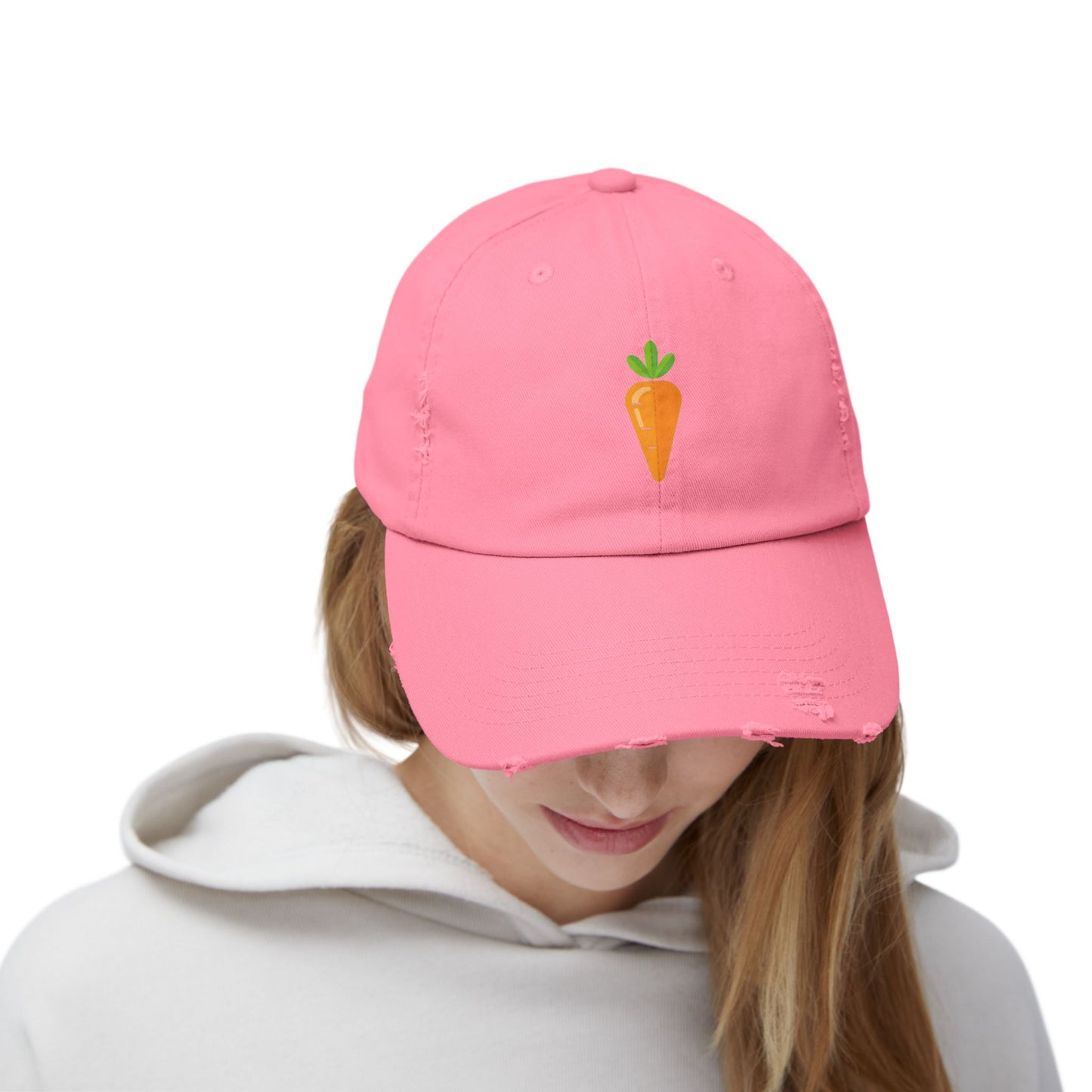 Carrot Patch Distressed Cap — Cute Embroidered Vegetable Baseball Hat