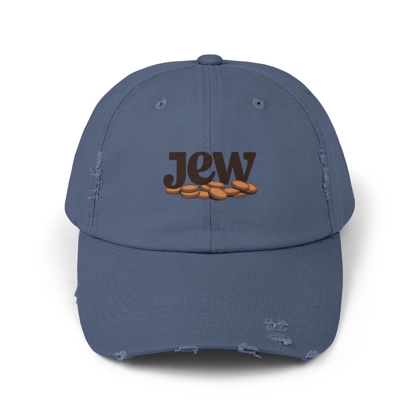 Distressed Coffee Bean Cap — Java Logo Dad Hat Hats Printify Scotland Blue One size