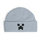 Pixel Creeper Face Cuff Beanie | Gaming Minecraft Inspired Knit Hat Hats Printify