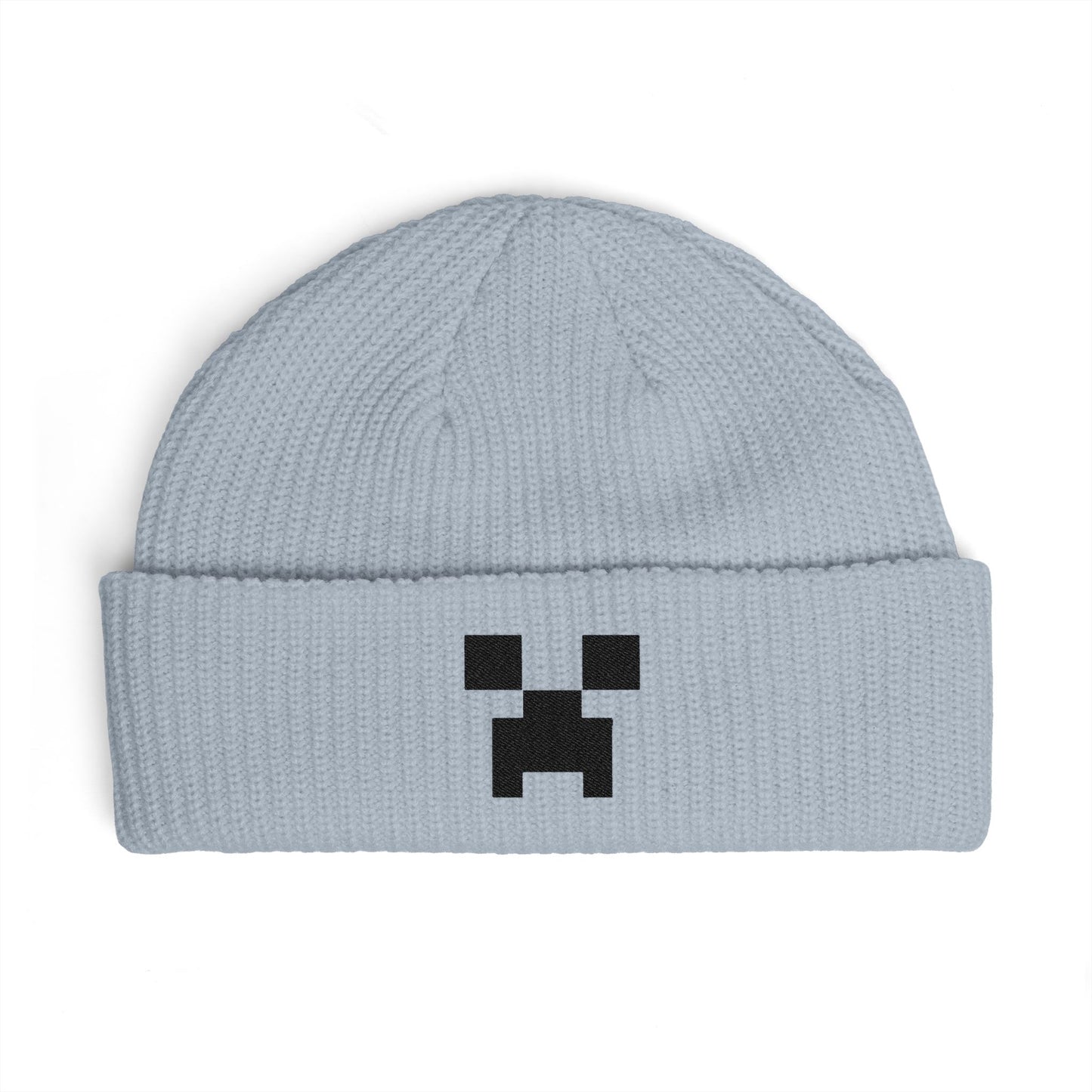 Pixel Creeper Face Cuff Beanie | Gaming Minecraft Inspired Knit Hat Hats Printify