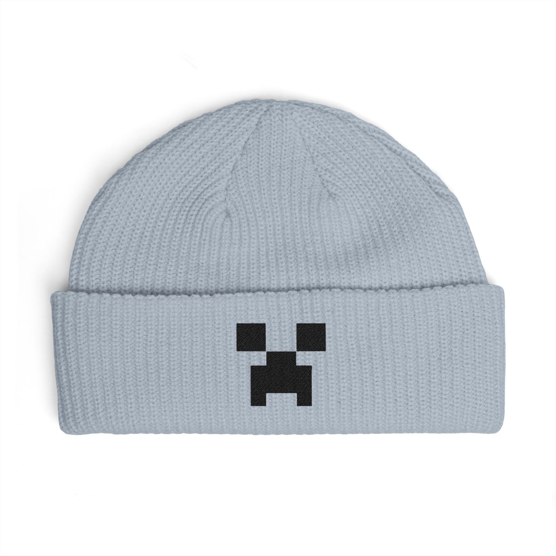 Pixel Creeper Face Cuff Beanie | Gaming Minecraft Inspired Knit Hat Hats Printify