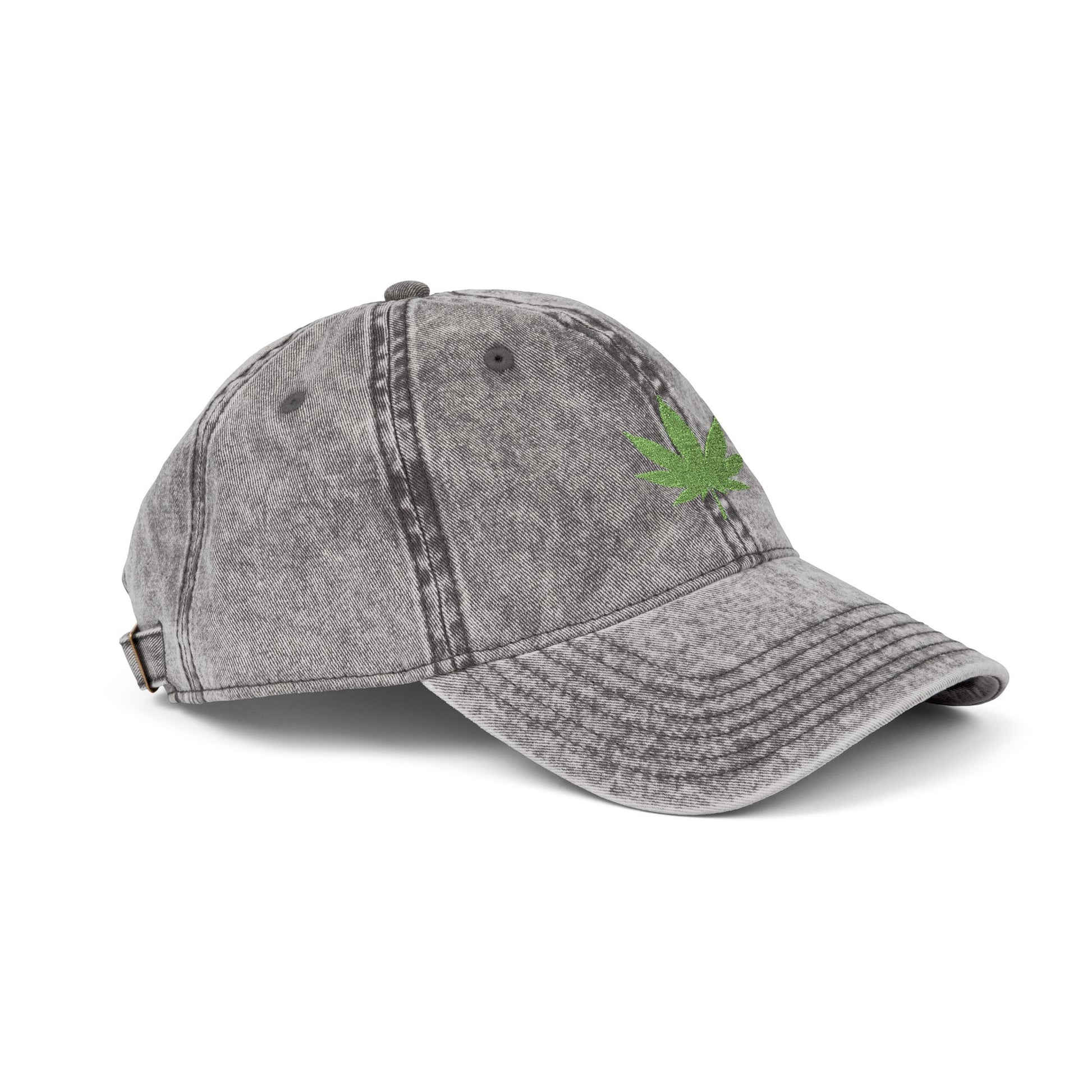 Vintage Embroidered Weed Leaf Cap Hats Printify