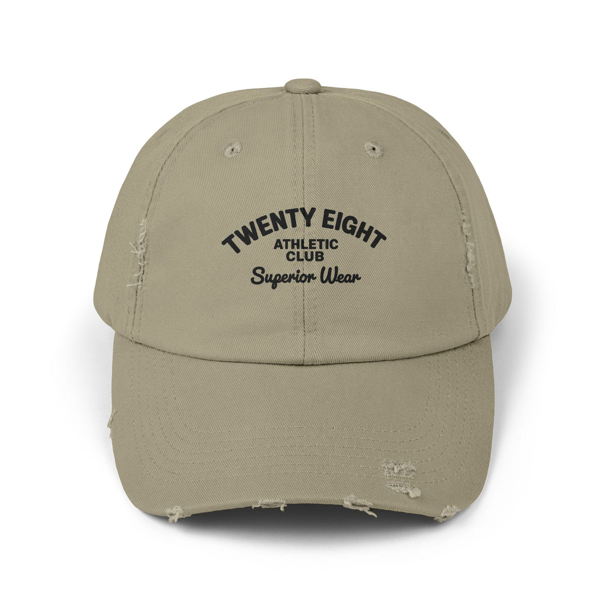 Distressed Baseball Cap — "Twenty Eight" Vintage Embroidered Dad Hat Hats Printify Light Olive One size