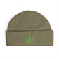 Embroidered Glitter Cannabis Leaf Cuff Beanie Hats Printify One size Eucalyptus