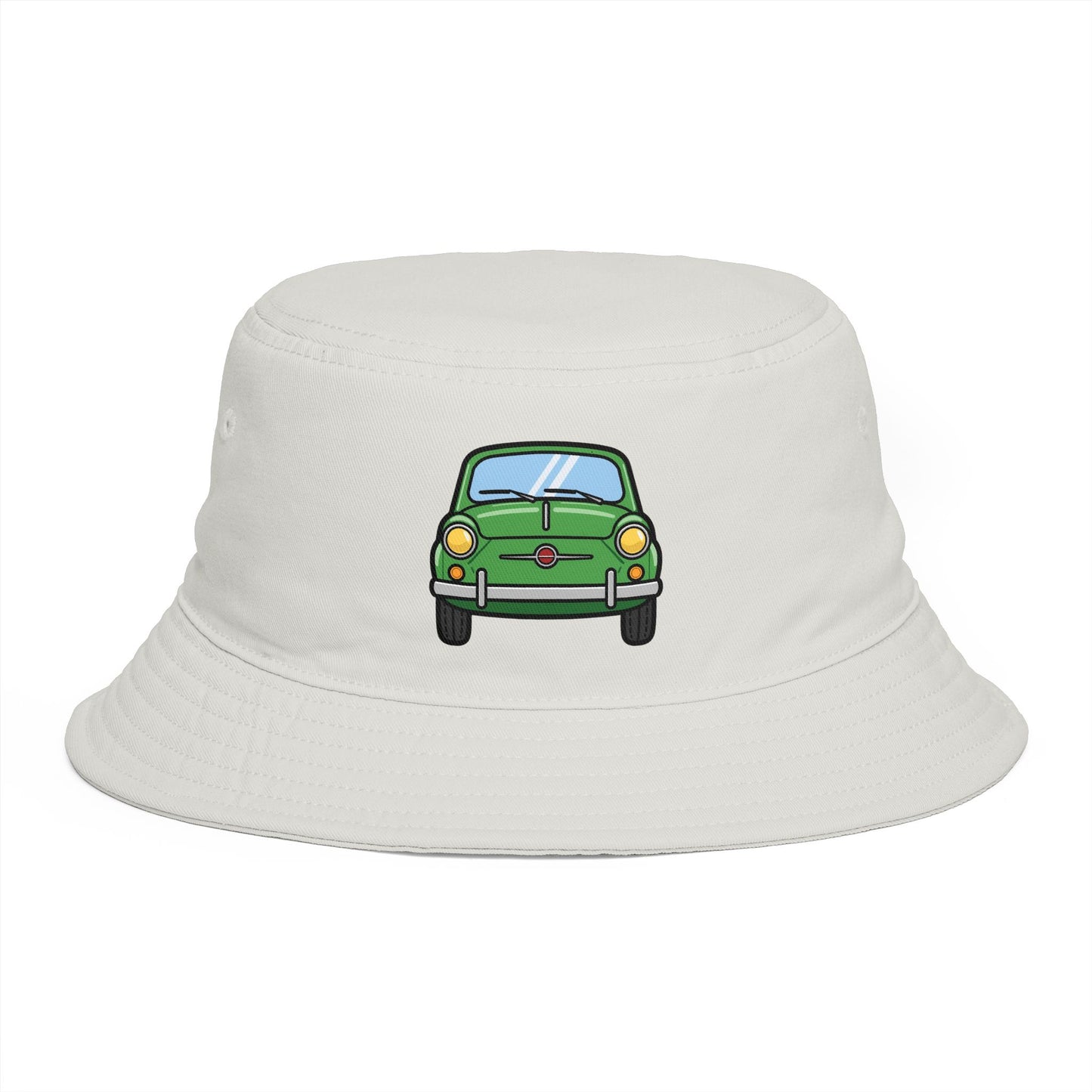 Bucket Hat — Retro Green Car Embroidered Bucket Hat Hats Printify One size Ecru