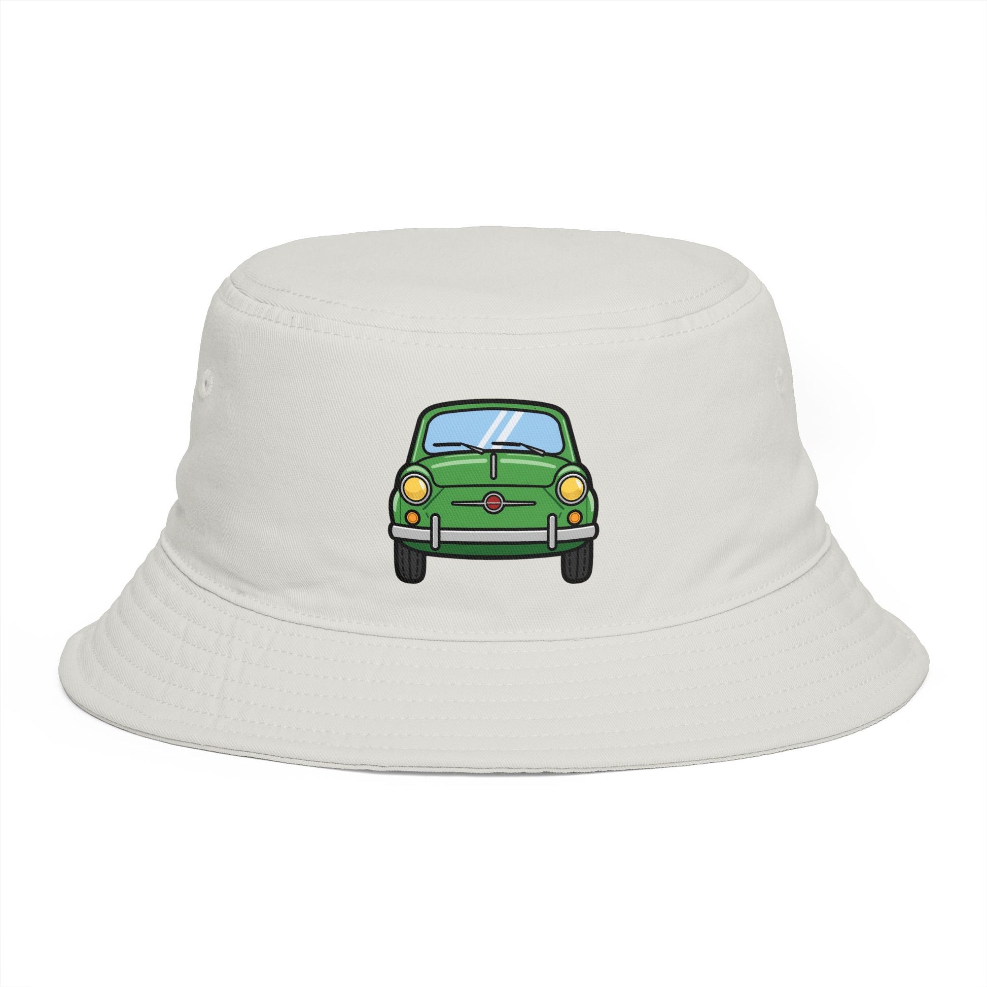 Bucket Hat — Retro Green Car Embroidered Bucket Hat Hats Printify One size Ecru