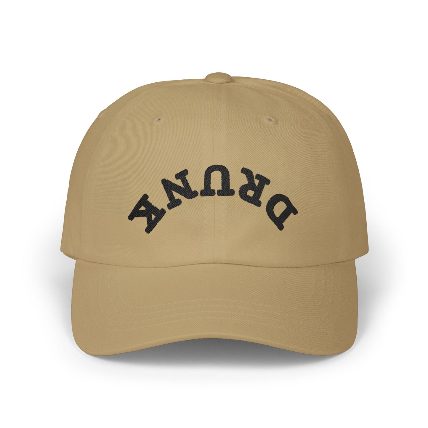 Dad Cap – 'DRUNK' Arch Embroidered White Baseball Hat