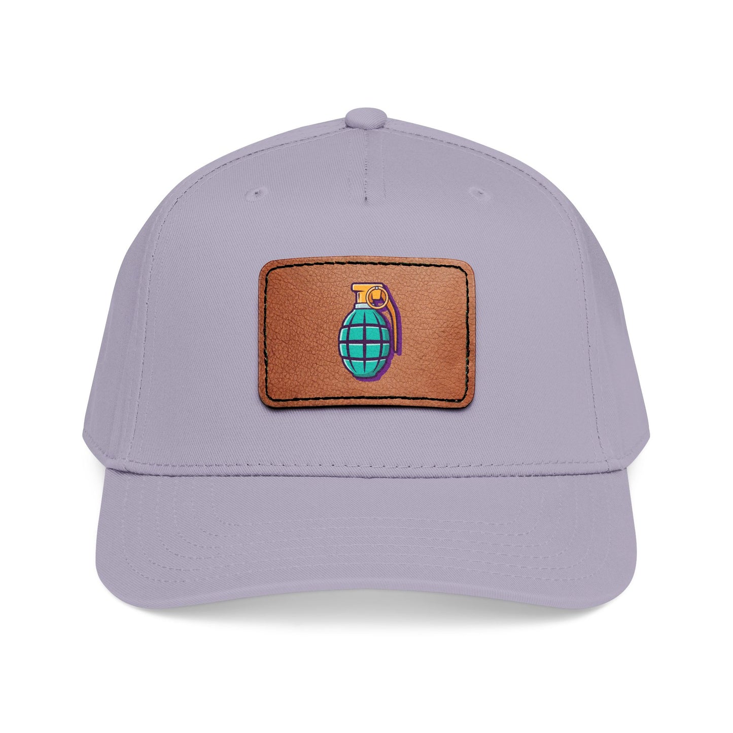 Leather Patch Baseball Cap — Retro Grenade Patch Hat