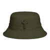Christian Cross Bucket Hat — Minimal Faith Brown Sun Hat Hats Printify One size Army