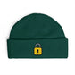 Embroidered Lock Cuff Beanie – Secure Padlock Knit Hat Hats Printify