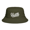 Hustle Embroidered Bucket Hat — Retro Script Streetwear Cap Hats Printify One size Army