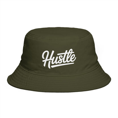 Hustle Embroidered Bucket Hat — Retro Script Streetwear Cap Hats Printify One size Army