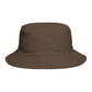 Brown Bucket Hat with Cute White Cat Embroidery — Casual Cat Lover Accessory