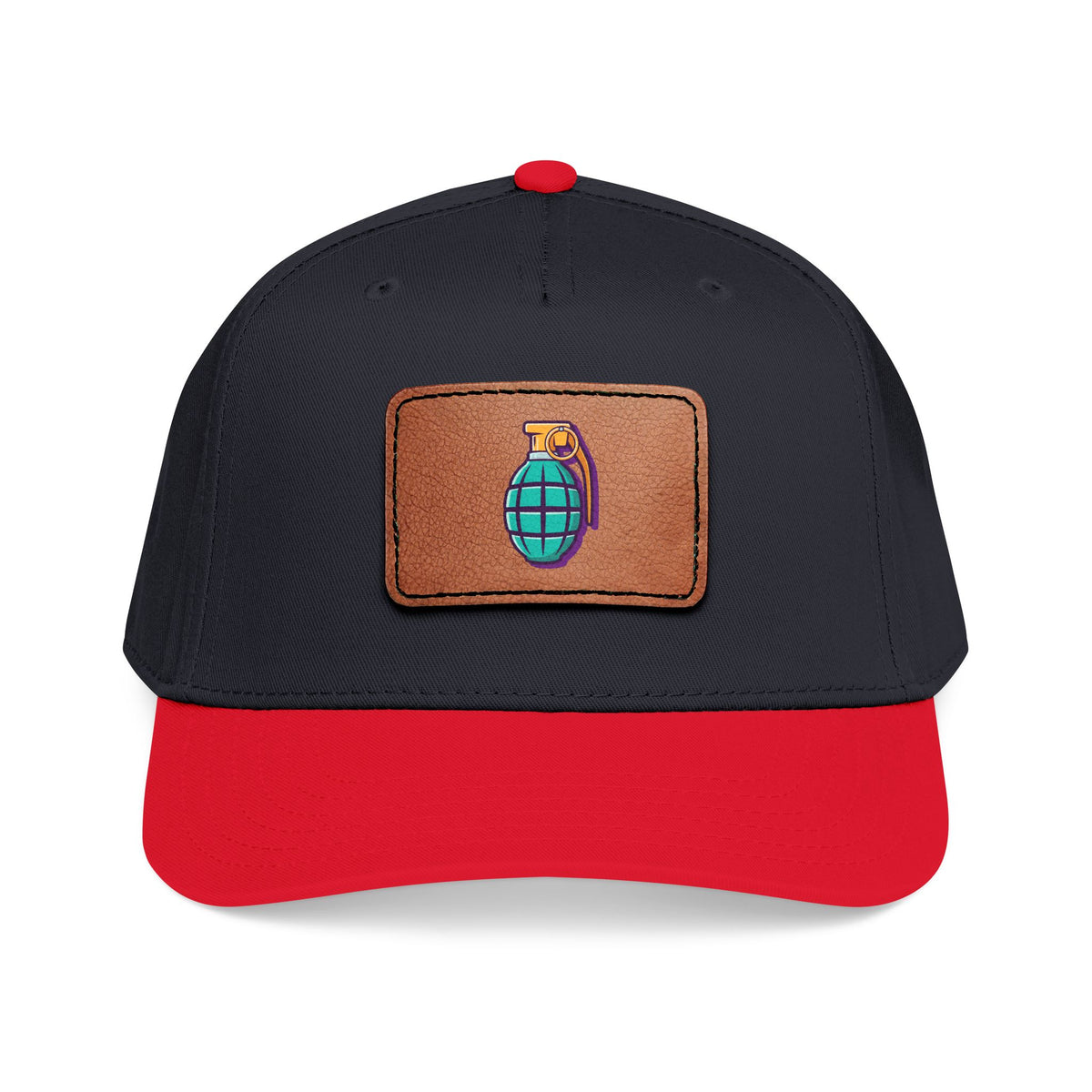 Leather Patch Baseball Cap — Retro Grenade Patch Hat