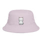 Brown Bucket Hat with Cute White Cat Embroidery — Casual Cat Lover Accessory Hats Printify One size Orchid