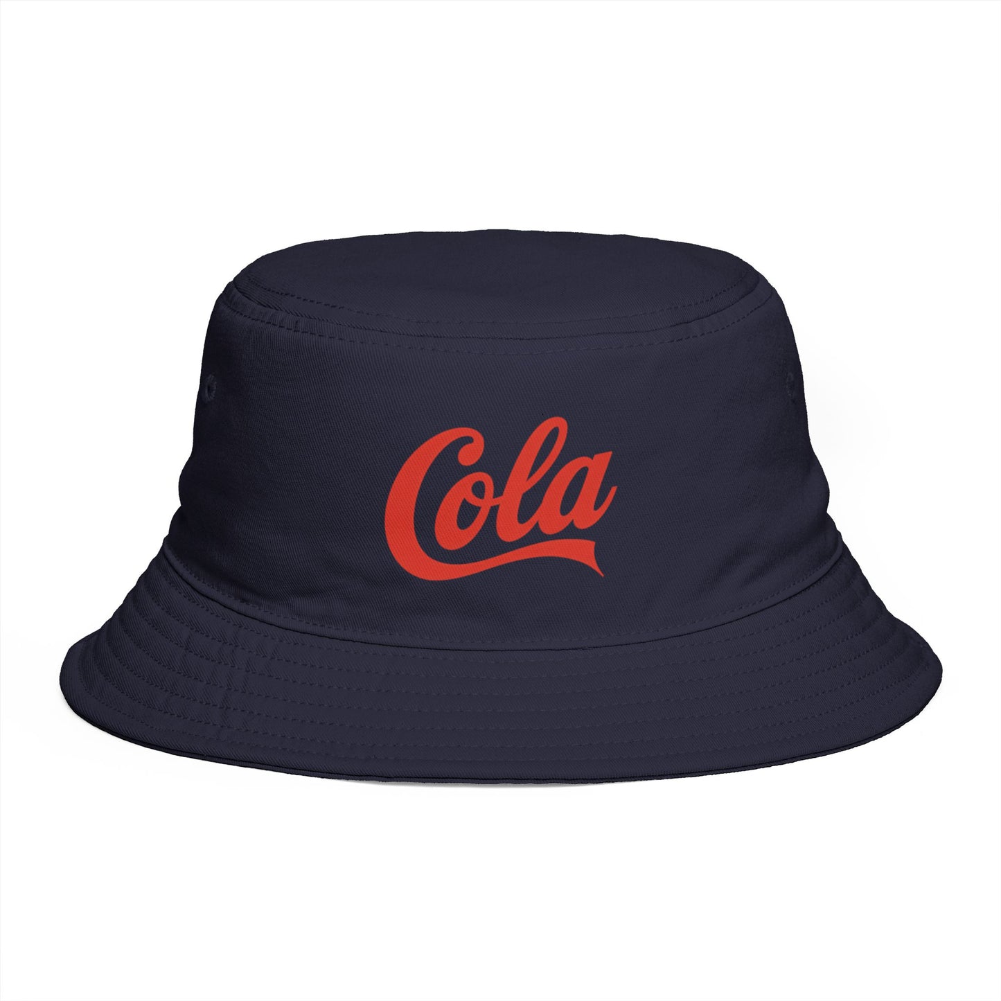 Cola Logo Brown Bucket Hat – Retro Soda-Inspired Summer Hat Hats Printify One size Navy